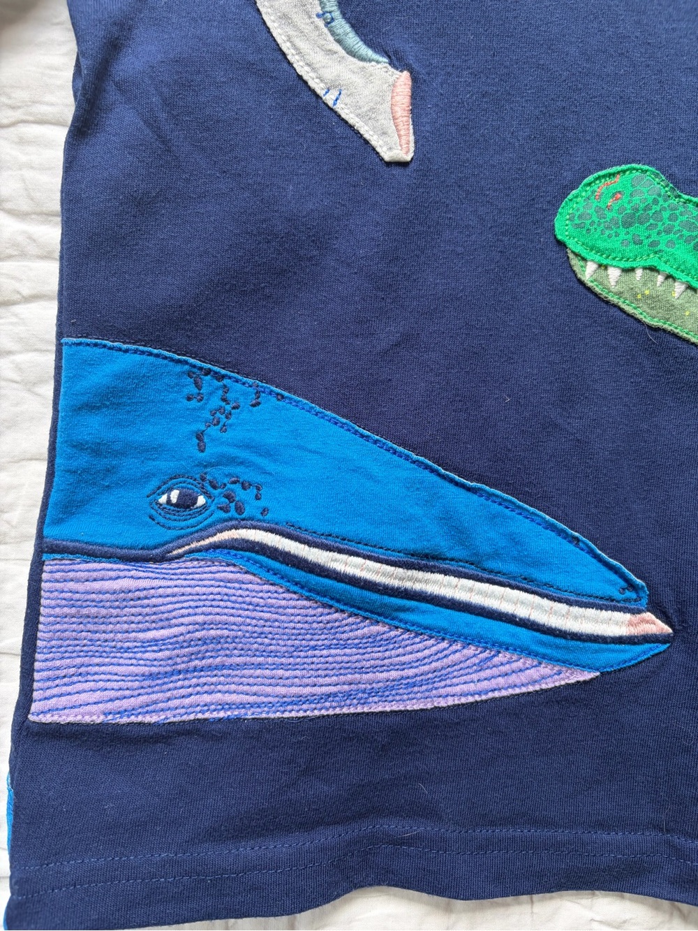 Mini Boden Navy Short Sleeve Tee with Colorful Sea Creature Appliqués - Picture 2 of 5